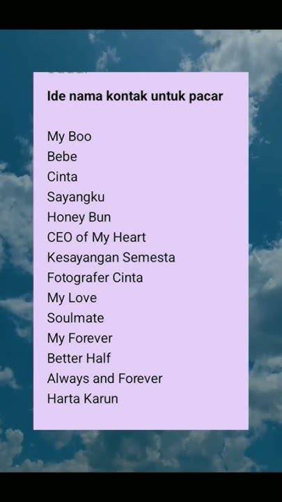 NAMA KONTAK PACAR AESTHETIC COWOK Lihat langit-langit lembut terangkat referensi terpercaya image 2