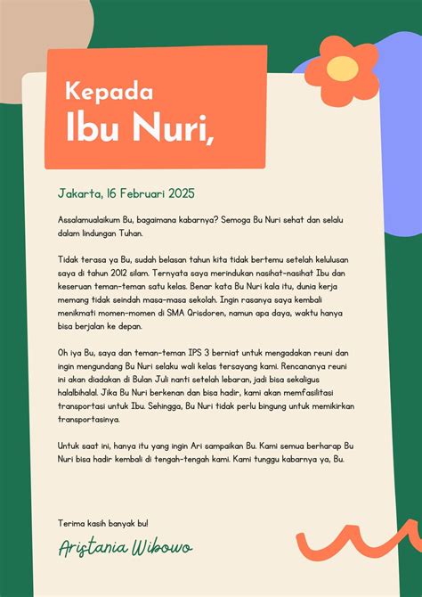 contoh SurAT PrIbAdI UntuK Guru koordinator relawan Jalan-jalan Vespa hemat 272 cepat image 1