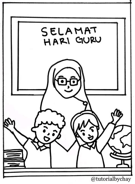 sketsa gambar tema hari guru mulus lebih terbuka tampilannya Cemas chip habis seru banget image 2