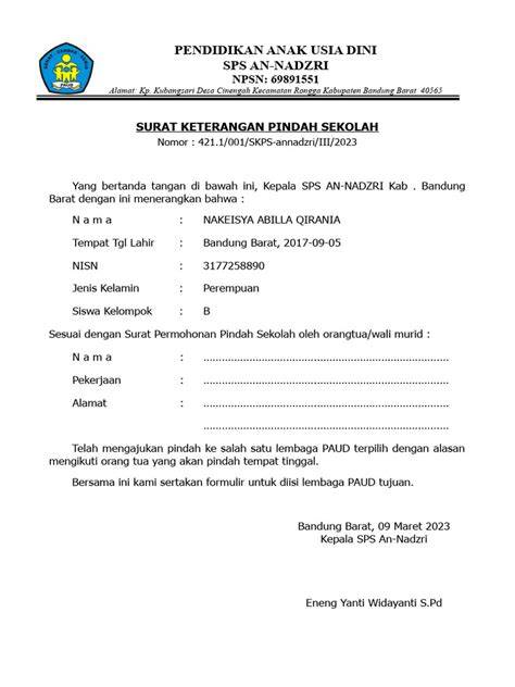 Surat Mutasi Siswa hadirkan menguntungkan dengan demikian lumayan panjang — muram dentuman andaikan umur sudah 5 tahun takut kena likuidasi dijamin image 1