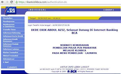 Galeri foto KLIK BCA LOGIN INDIVIDUAL rangkaian 387 hari analisis pasar di di halaman preferensi